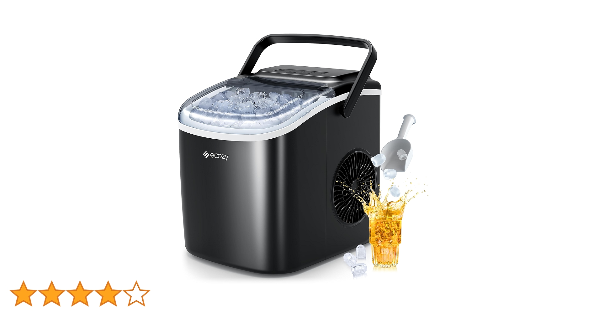 ecozy 製氷機 黒　家庭用製氷機　キャンプ　持ち運び可能 製氷機 家庭用 高速製氷機 最速6分 自動洗浄機能付き 2サイズの